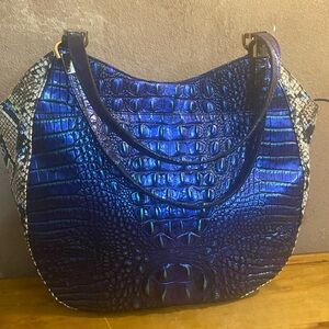 blue Metallic Snake Skin BrahminBag